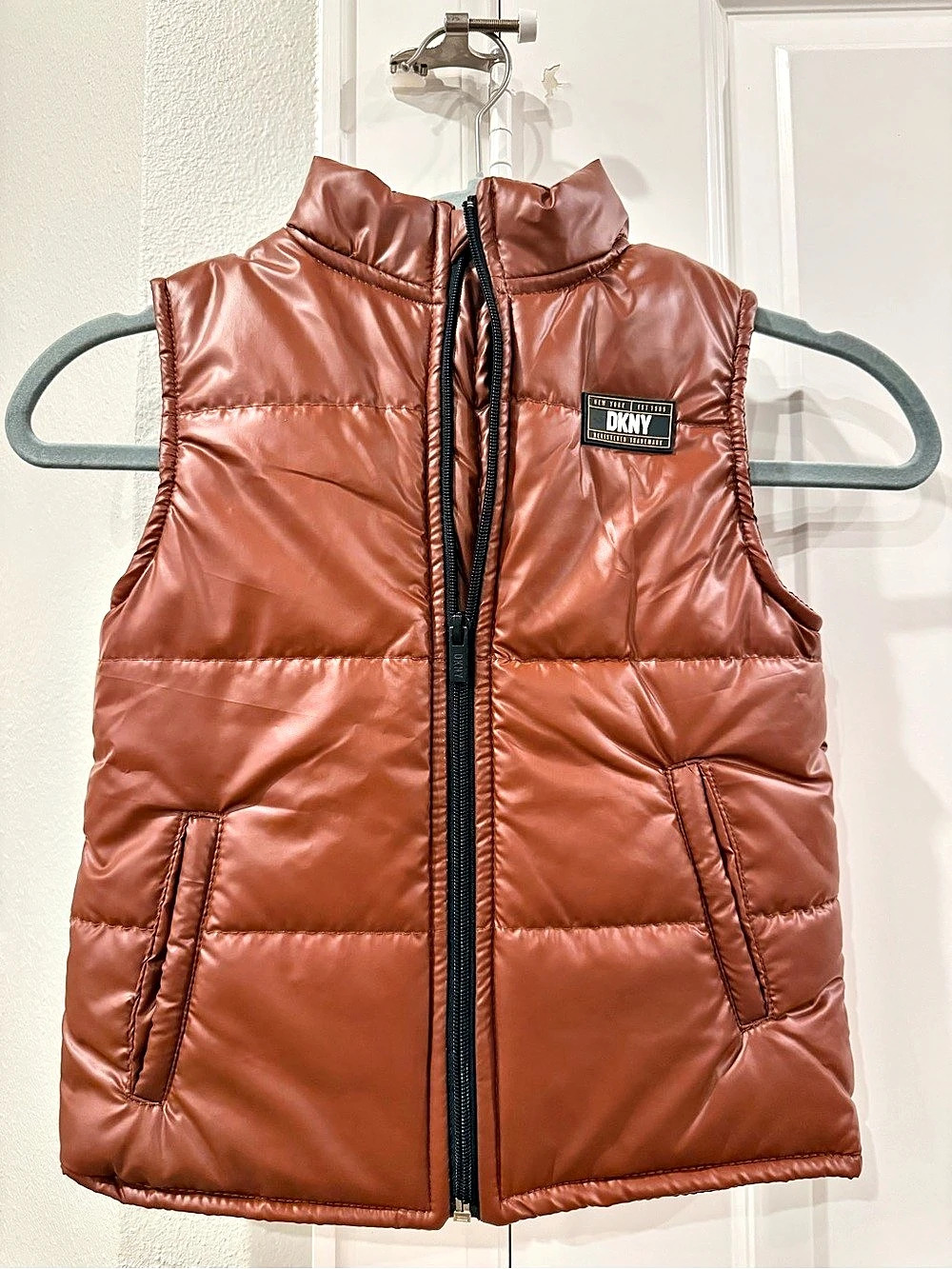 DKNY Kids Puffer Vest Brown Size 4T Like New